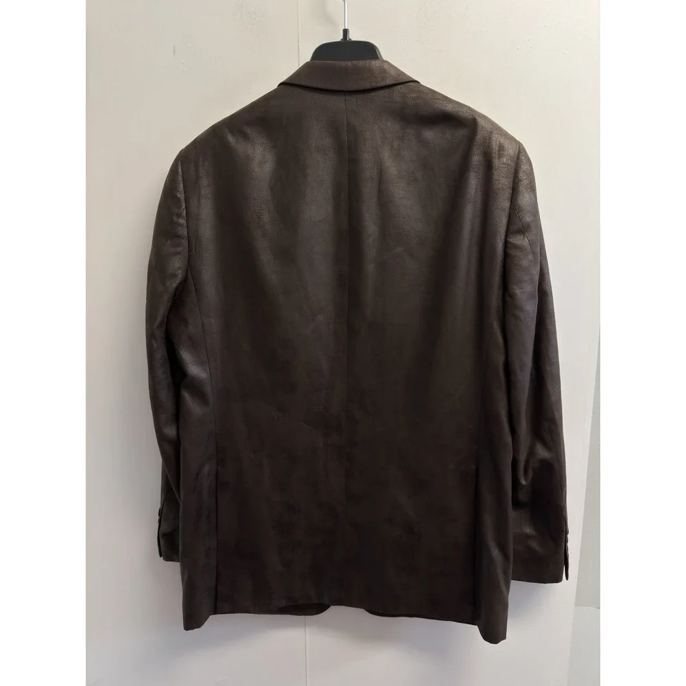 Andrew Fezza Blazer Sport‎ Coat Men's 42R Brown Faux Vegan Leather Suit Jacket